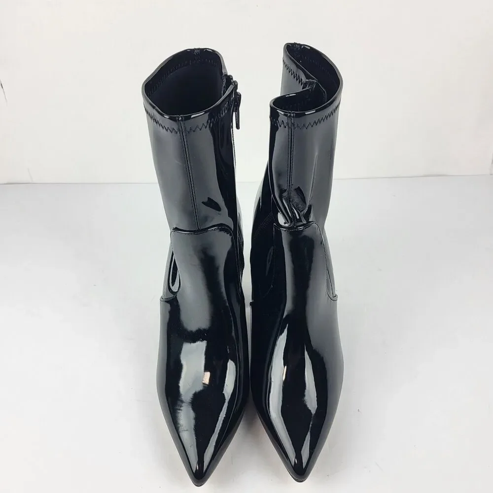 Abound Billie Women's Boot Black Faux Patent Leather Heeled Pointed Toe 7M